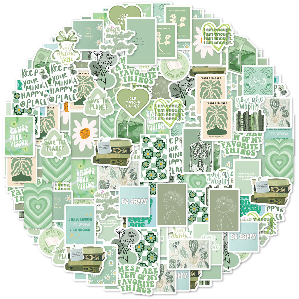 

30pcs Green Small Clear Pattern INS Wind Stickers for Notebook, Water Bottle, Luggage, Back To School Stickers,