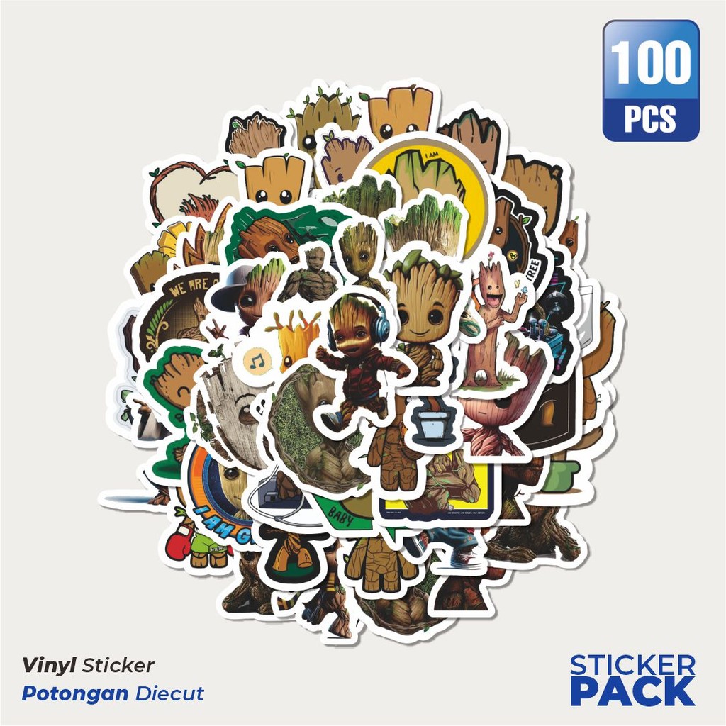 

Stiker Vinyl Stiker Groot Series 2 Marvel Superhero Waterproof Aesthetic- Untuk Laptop, Motor, dan Helm - Paper Stationery Pack