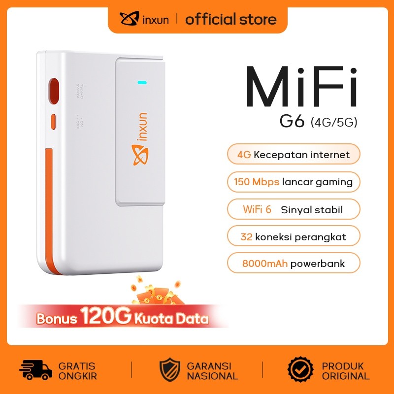 XINXUN G6 PocketWifi dan Powerbank Bonus 120 GB modem wifi all operator 4Gmifi modem portable kartu 