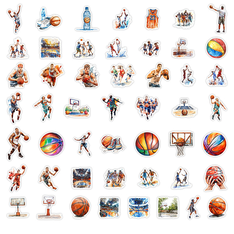 

50PCS Creative Sport Basketball Theme Stickers Stickers Self Adhesive Diary School Office Stationery Decorative Graffiti Decals