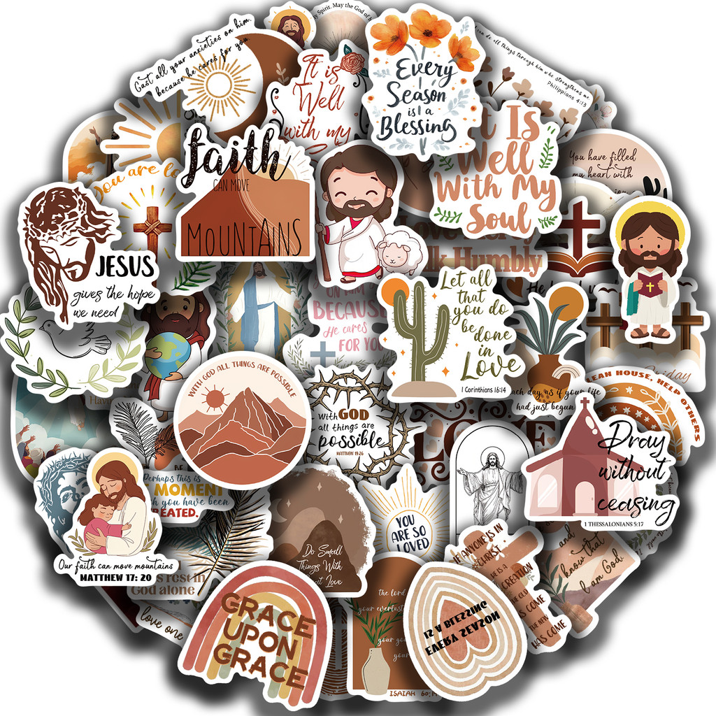 

50PCS Bible Religious Stickers DIY Diary Laptop Luggage Skateboard Graffiti Decals Fun Children’s Classic Toys