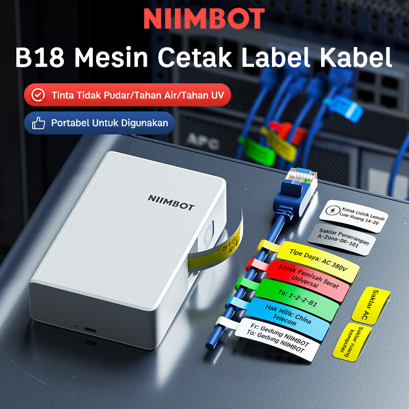 

New NIIMBOT B18 Printer Portabel Untuk Komunikasi/Proyek Kabel, Tidak Pudar Hingga 8-10 Tahun, Printer Label Stiker Untuk Kotak Listrik Dan Kabel.Premium