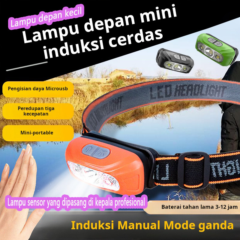 Lampu depan induksi LED lampu kuat memancing malam hari khusus isi ulang daya tahan sangat lama sent