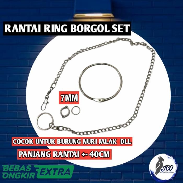 RANTAI RING BORGOL SET RANTAI BORGOL KAKI BURUNG NURI 7MM