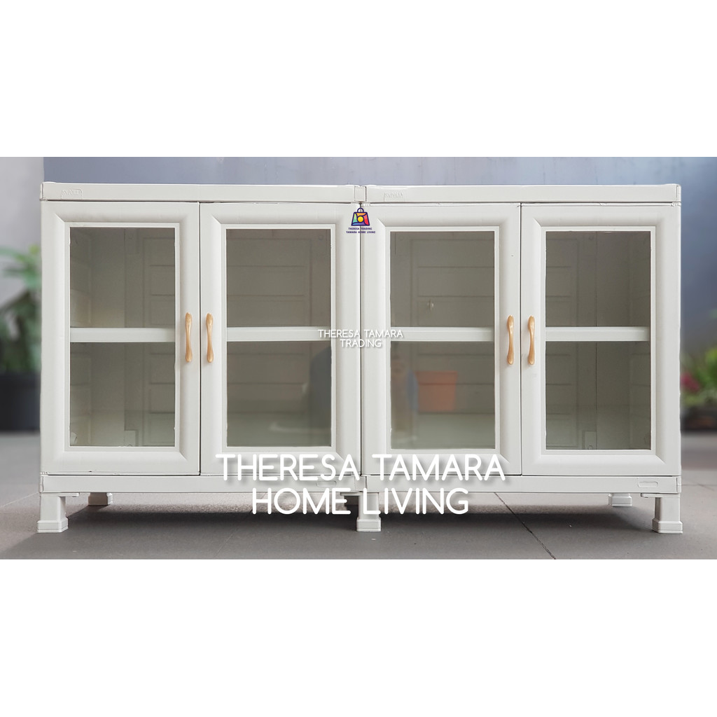 BUFFET TV MEJA TV PLASTIK NAPOLLY 424 RAK TV 4 PINTU KACA DESIGN NEW MODEL