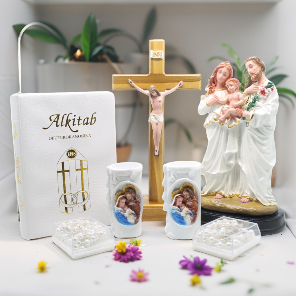 PAKET WEDDING KATOLIK 25 CM (PUTIH) / HANTARAN PERNIKAHAN KATOLIK / SESERAHAN PERNIKAHAN / PATUNG KE