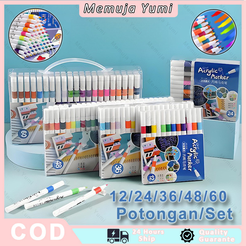 

Highlight Acrylic Marker Set /Spidol Akrilik 72 Warna/Spidol Yang Dapat Dicuci/Spidol Akrilik DIY Painting Spidol Pastel /Pulpen Highlight Drawing Warna