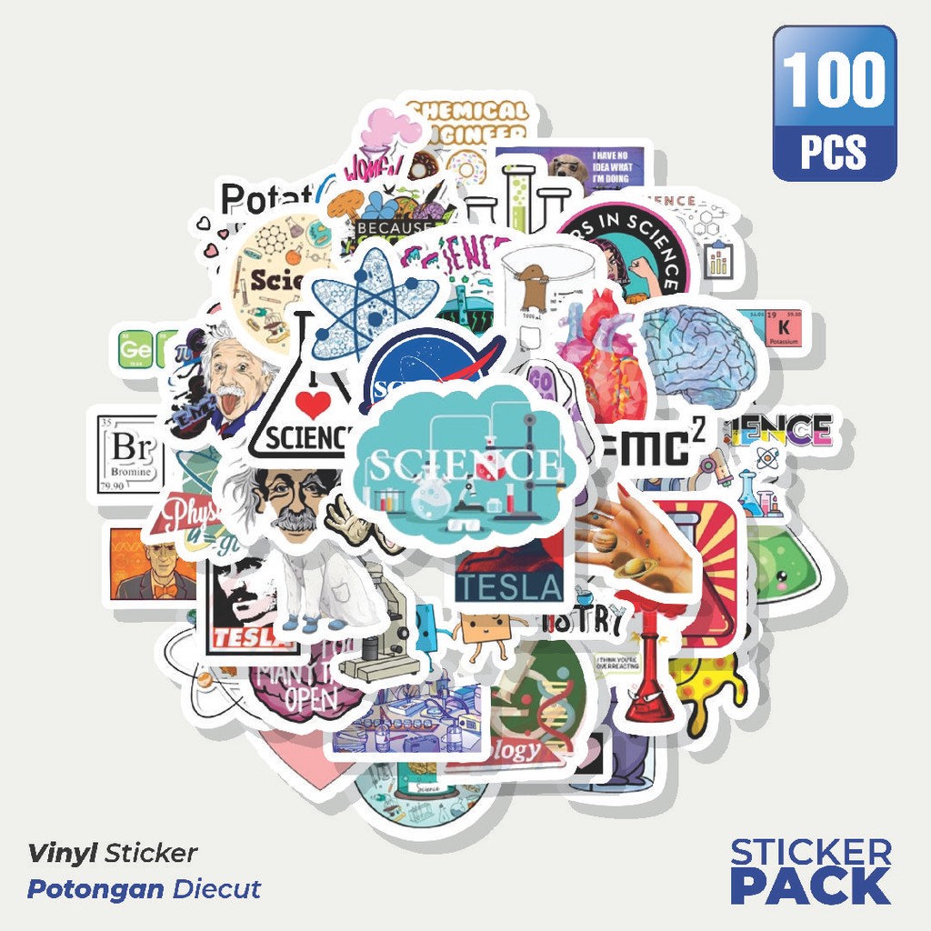 

Super Hemat! 100 PCS Stiker Science Art [Sains Seni] Waterproof Aesthetic- Untuk Laptop, Motor, dan Helm - Paper Stationery Pack