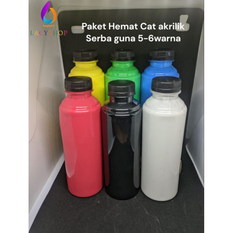 

COD Paket Hemat Set 5-6 Warna Cat Akrilik Serbaguna Cocok Untuk Styrofoam/Kayu/Kanvas Kemasan 250ml