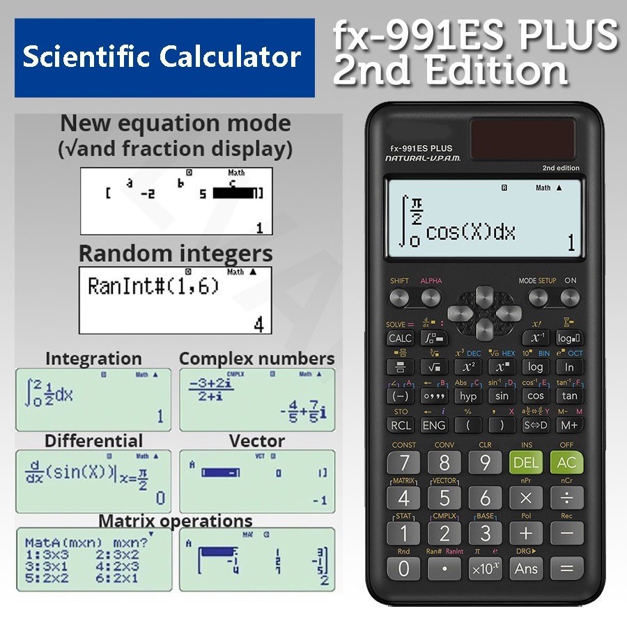 

Kalkulator Scientific ilmiah FX-991EX/991ES-Plus Kalkulator Scientific Calculator Scientific FX-991EX - Kalkulator Sekolah/Kuliah - Internasional - Classwiz - 552 fungsi
