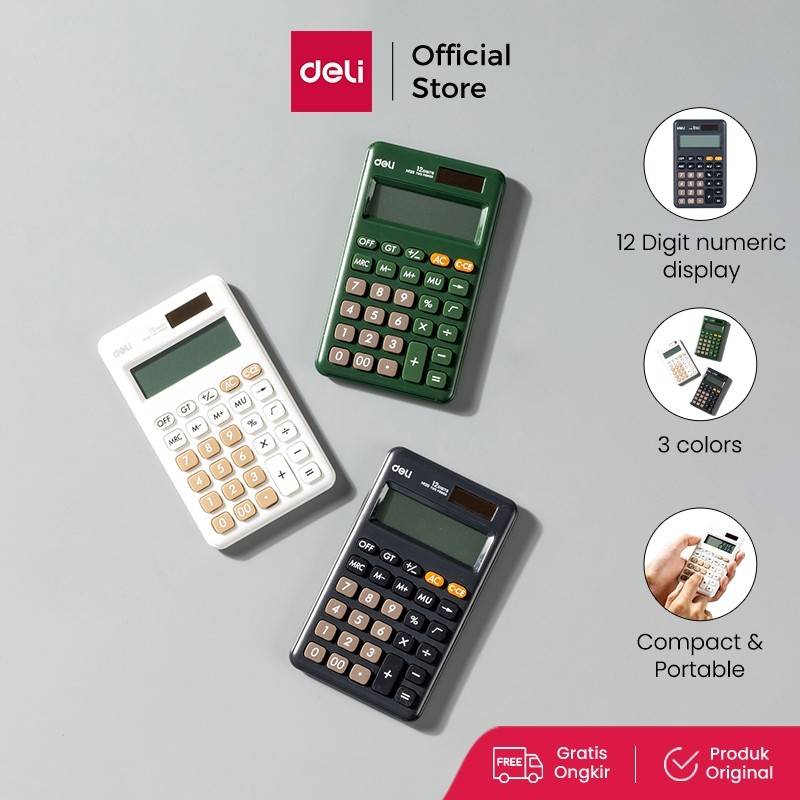 

Deli Desktop Calculator / Kalkulator Meja Mini Portable Dual Power Lucu EM120