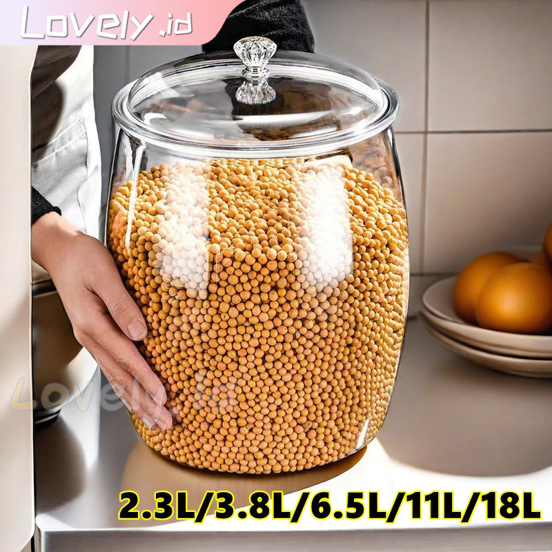 Toples Anti Bocor Transparan Kapasitas Besar /Wadah Plastik Kedap Udara/Transparan Tertutup Toples B