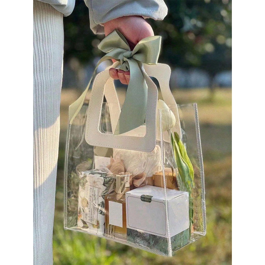 

Transparent PVC Gift Bags Clear Packaging Storage Bag with Handle Wedding Accessories Festival Party Present Birthday