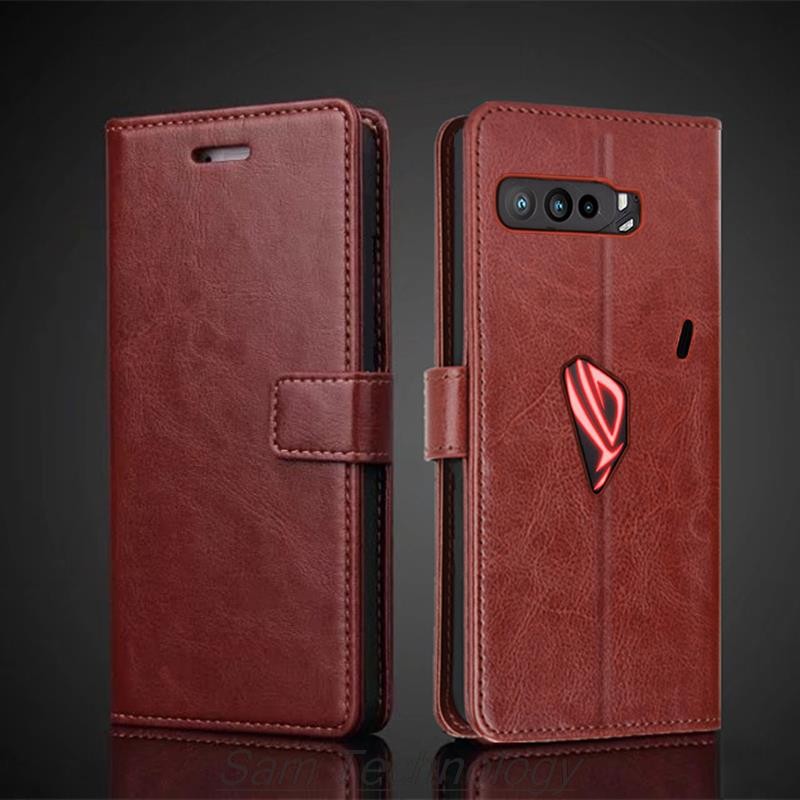 Card Holder Leather Case for ASUS ROG Phone 3 / ROG Phone3 Strix ZS661KS Pu Leather Flip Cover Retro