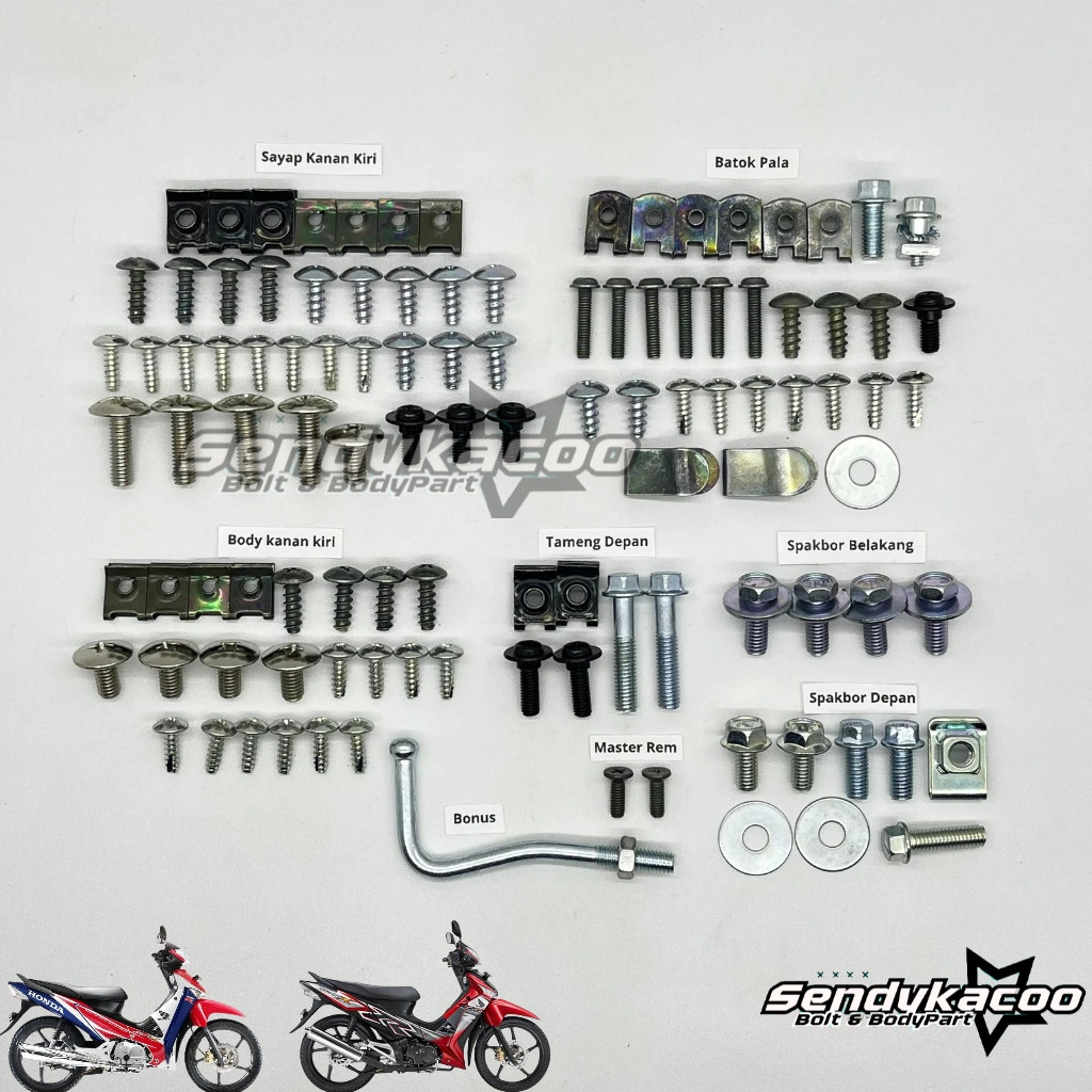 COD / Promo / Original / Baut Body Supra X 125 Lengkap / Baut Body Motor Supra X 125 Batman Full Set