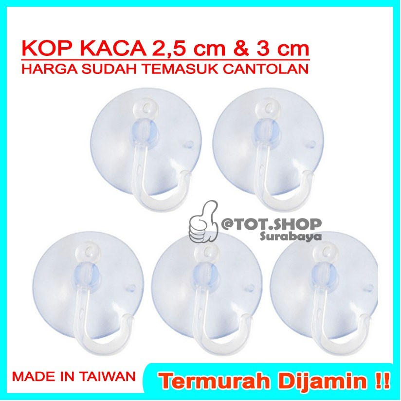 [Min 5] [10pcs] KOP CANTOLAN KACA 3 4 5 CM (GRATIS CANTOLAN/ HOOK) Silikon Karet Ambalan Cop Bulat p