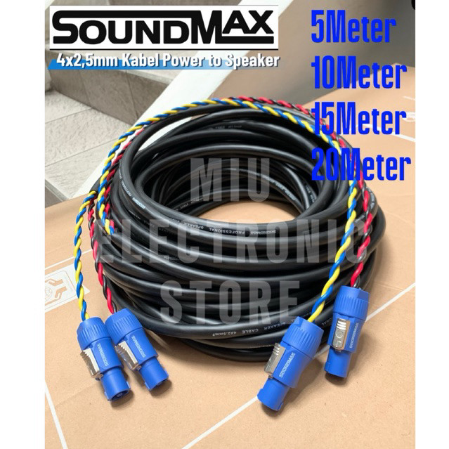 KABEL SPEAKER SOUNDMAX 4x2,5 ORIGINAL PLUS JACK SPIKON SOUNDMAX BIRU new