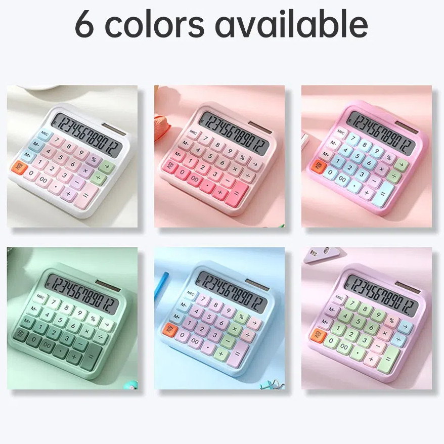 

Multifunction Desktop Calculator LCD Display Candy Color Math Calculator School Office Supplies 12-Digit