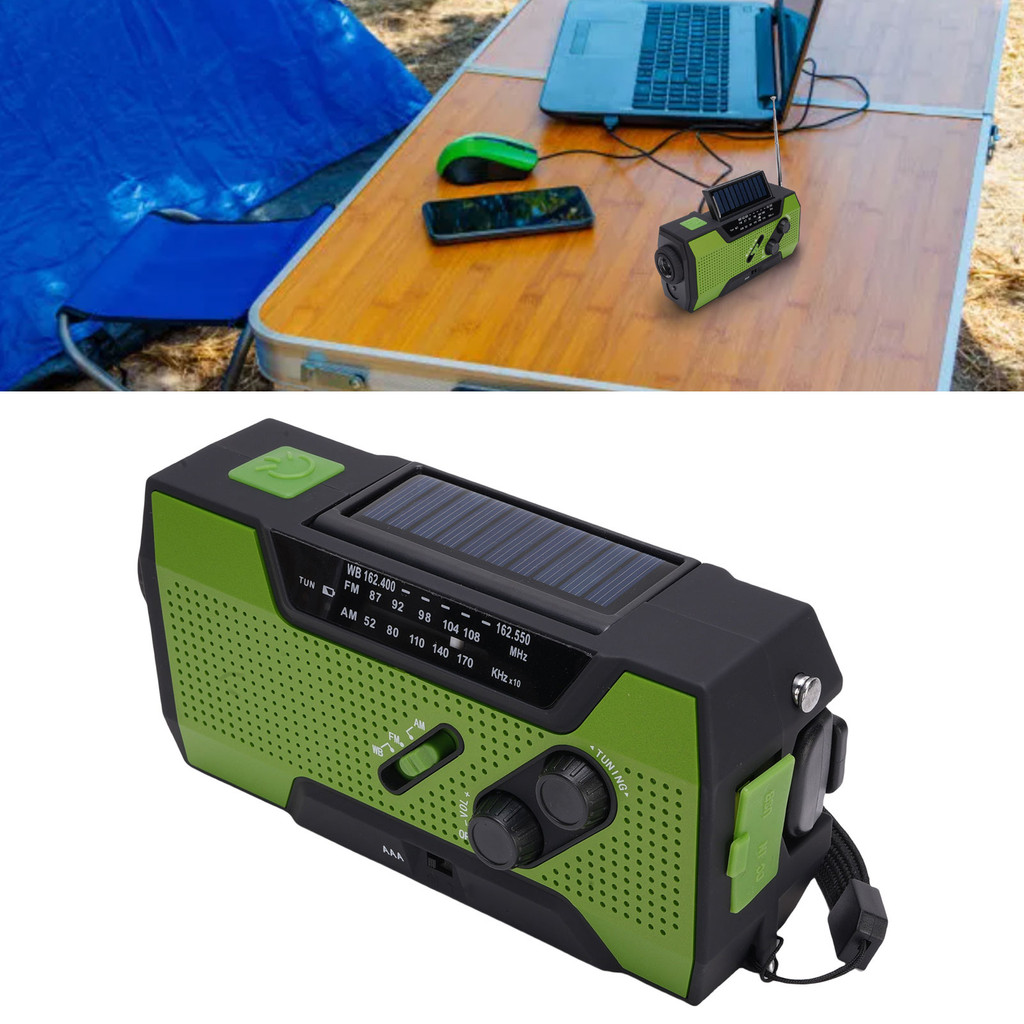 Emergency Radio Emergency Radio AM FM SOS Multifunctional Portable Rechargeable Solar Hand Crank Rad