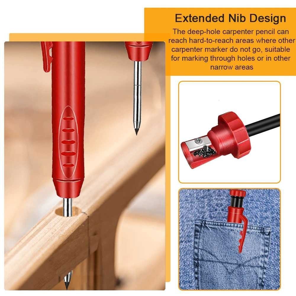 

EZSHOPPING BAILE Pensil Tukang Mekanik Carpenter Marking Pencil with Refill 6 PCS - B15322| BISA COD |