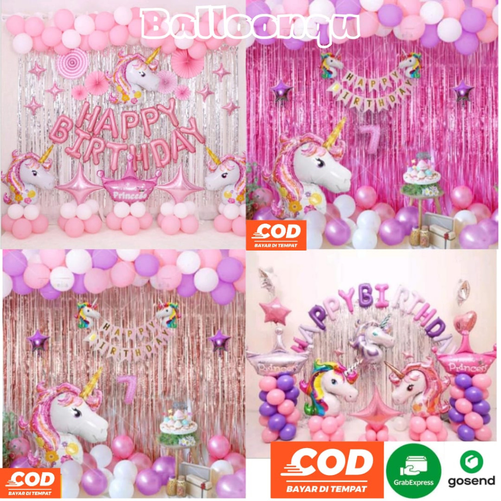 [PAKET] Dekor Ulang Tahun Anak Perempuan Balon Happy Birthday