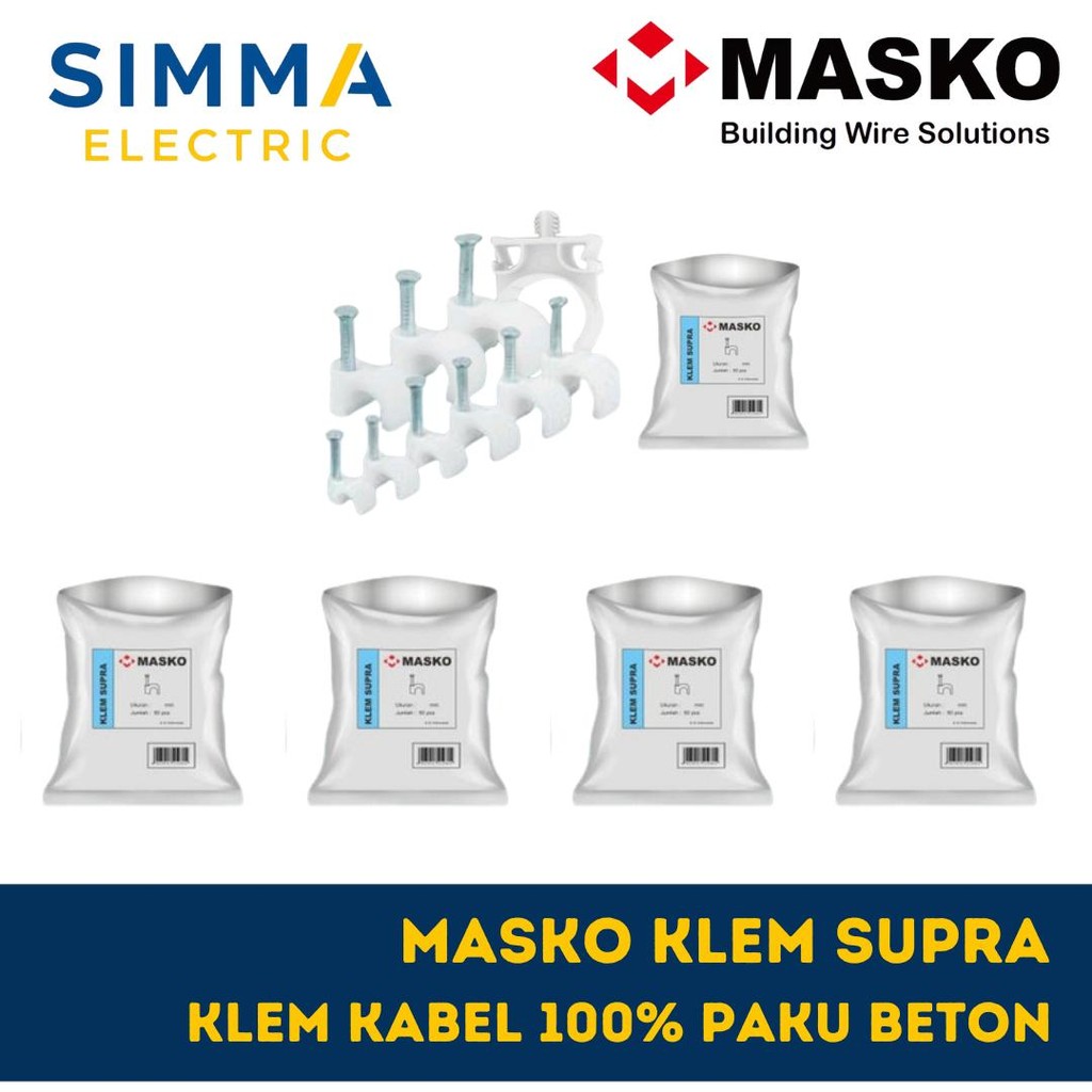 Masko Klem Supra Klem Kabel 4mm 5mm 6mm 7mm 8mm 9mm 10mm 12mm 14mm Klem Paku Beton Penjepit Kabel Kl