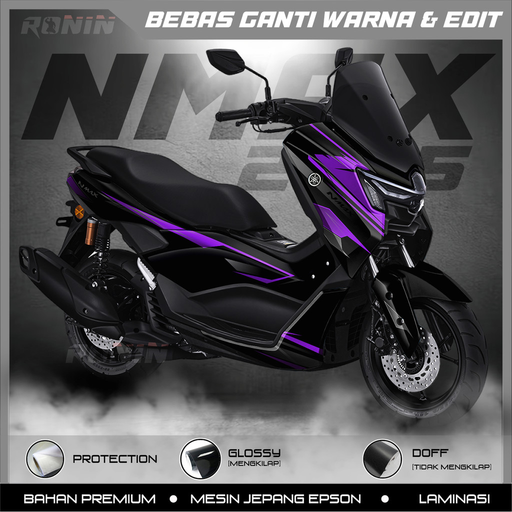 (COD) STICKER DECAL STIKER FULL BODY NEW NMAX 2025 NMAX TURBO MOTIF SLASH UNGU (BISA CUSTOM)