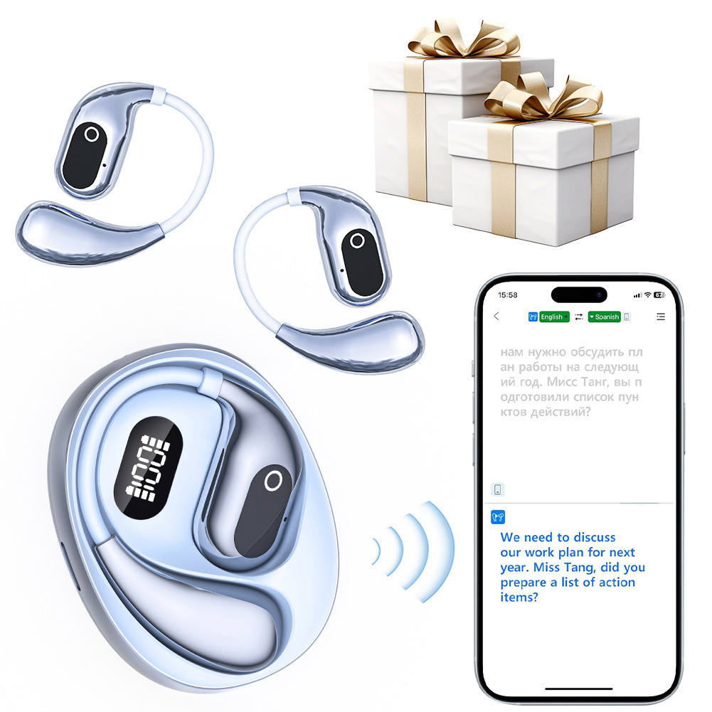 

AI Language Translation Earbuds 138 Languages Bluetooth-Compatible 5.3 Translator Device Open Air Traductor for Travel Business