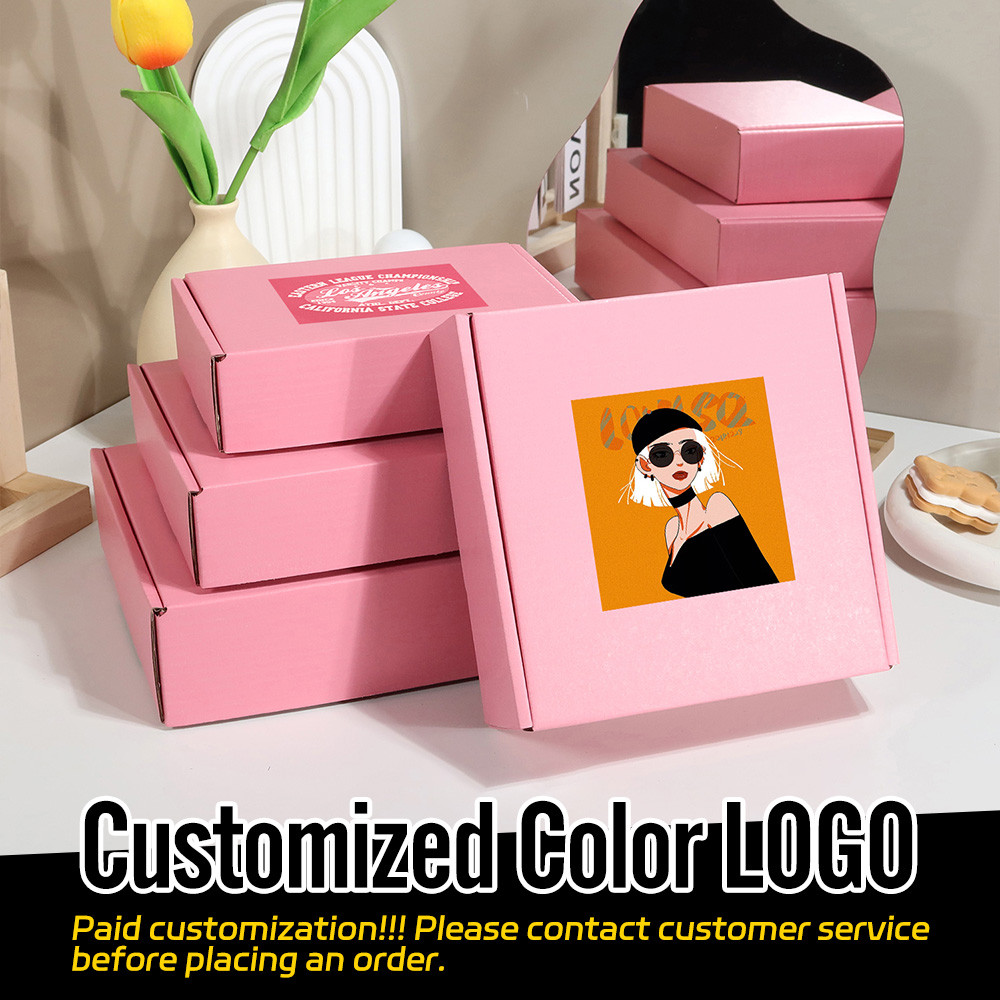 

10 pcs/pink gift box, holiday celebration packaging box, 3-layer corrugated cardboard carton box, express delivery paper box