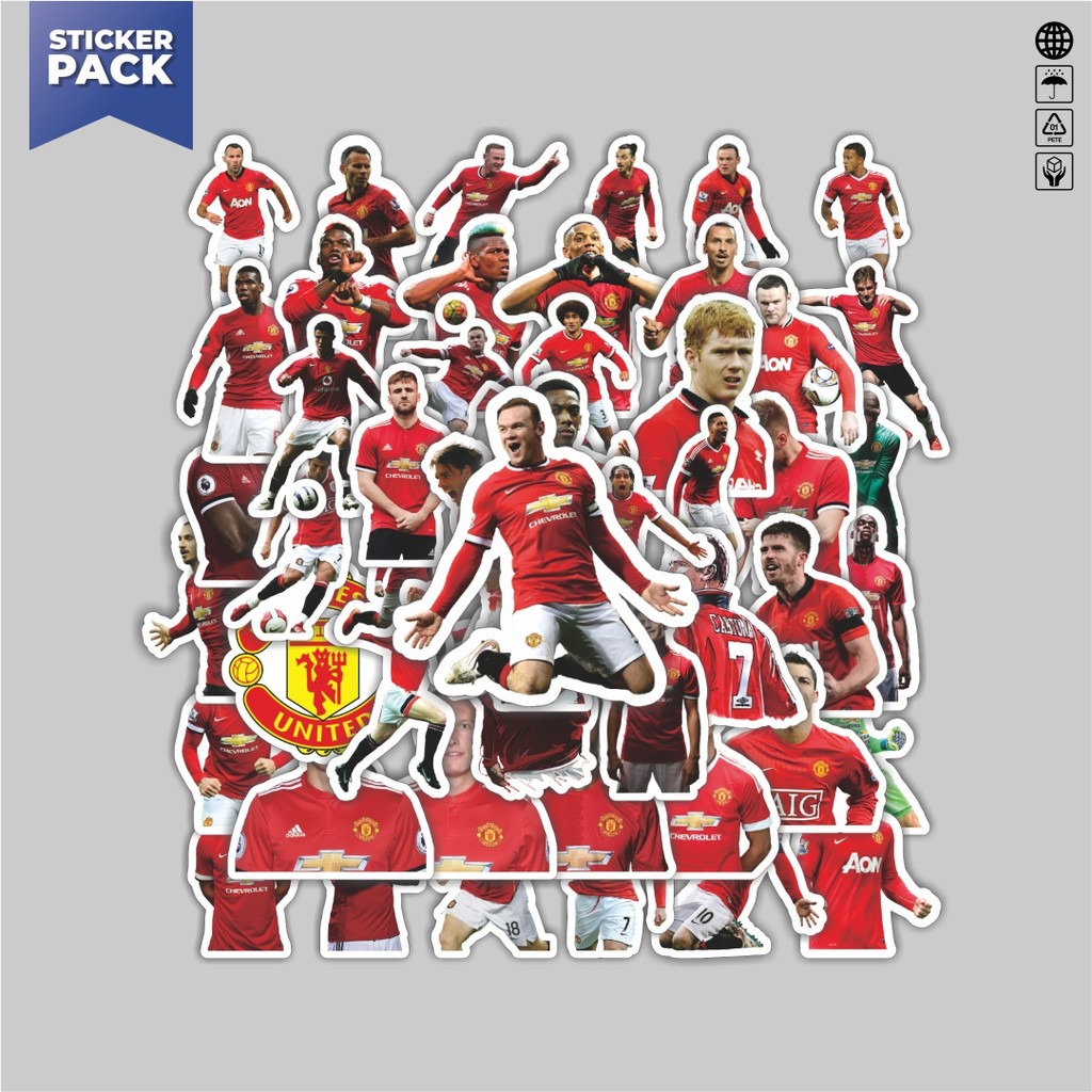 

[100PCS]Stiker Pack Stiker Football Series Manchister United Aesthetic Vinyl Anti Air Dekorasi Sticker Laptop Buku Journal Koper Helm Casing HP Gitar Helm Skateboard