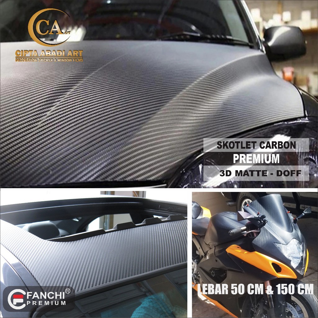 Stiker Skotlet Carbon 3D Forged Kevlar 2D Sticker Karbon Mobil Motor Berkualitas Skotlite Daya Rekat