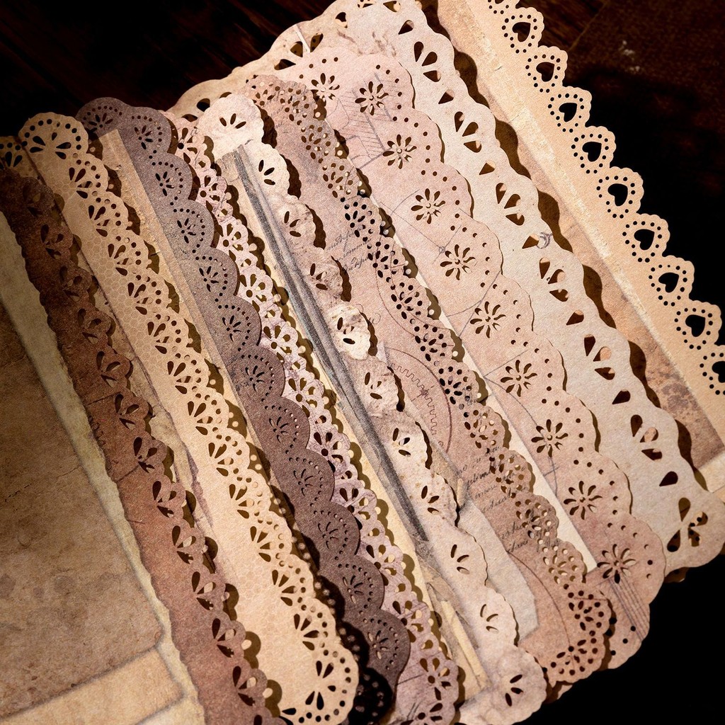 

10 pcs Large size Lace lace Retro Decorative paper Writing and scribbling paper handmade DIY Scrapbooking Background paper