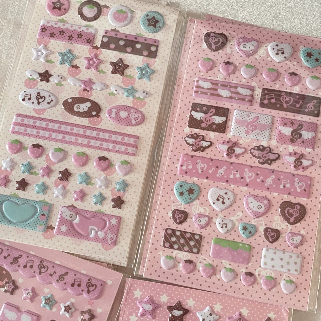 

1 Pc Cute Cartoon 3D Heart Star Bubble Sticker Wings Pattern Sticker DIY Scrapbooking Journaling Decorative Collage Supplies