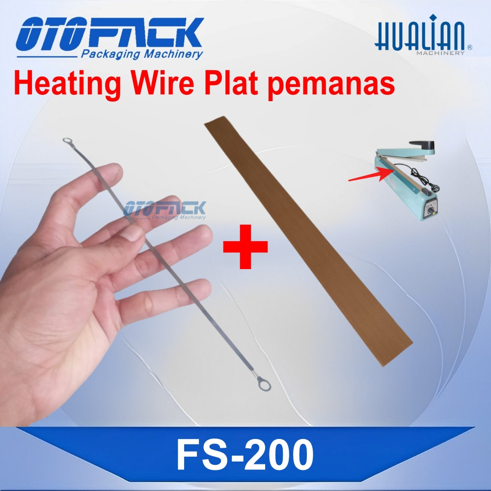 FS-200 Kain Teflon Impluse Sealer +Kawat pemanas Impluse Sealer 20cm Sparepart Mesin Sealer
