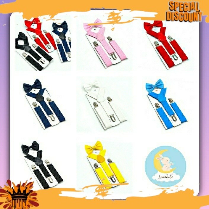 TREND Suspender Dewasa Pria Suspender Anak Laki Laki Cowok , Bonus Dasi Kupu / Suspender Tali Jojon 