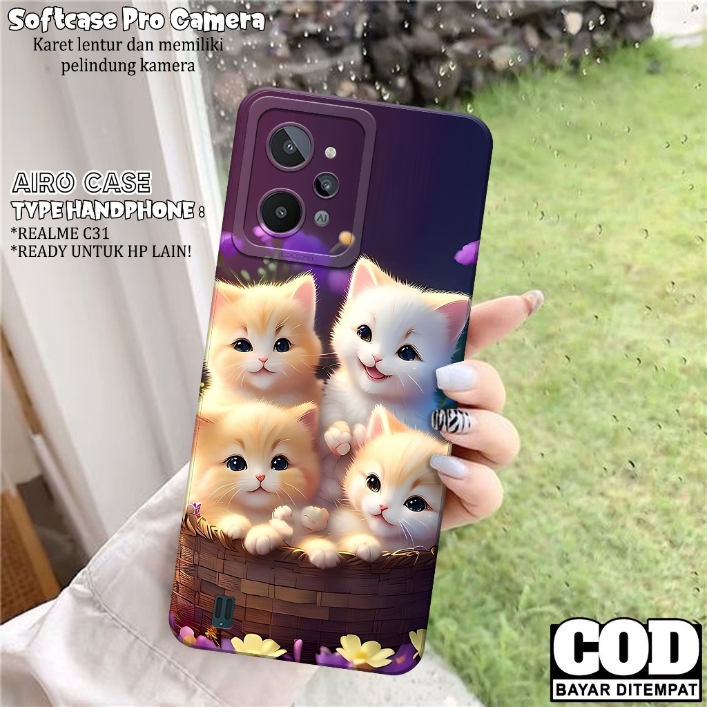 REALME C31 Case - REALME C31 Softcase - Fashion Case CAT - REALME C31 Casing - Pro Camera Softcase -