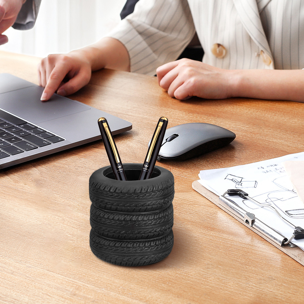 

Tire Pen Holder Desk Holders Car Pencil Shaped Organizer Cool Decor for Planter Cute