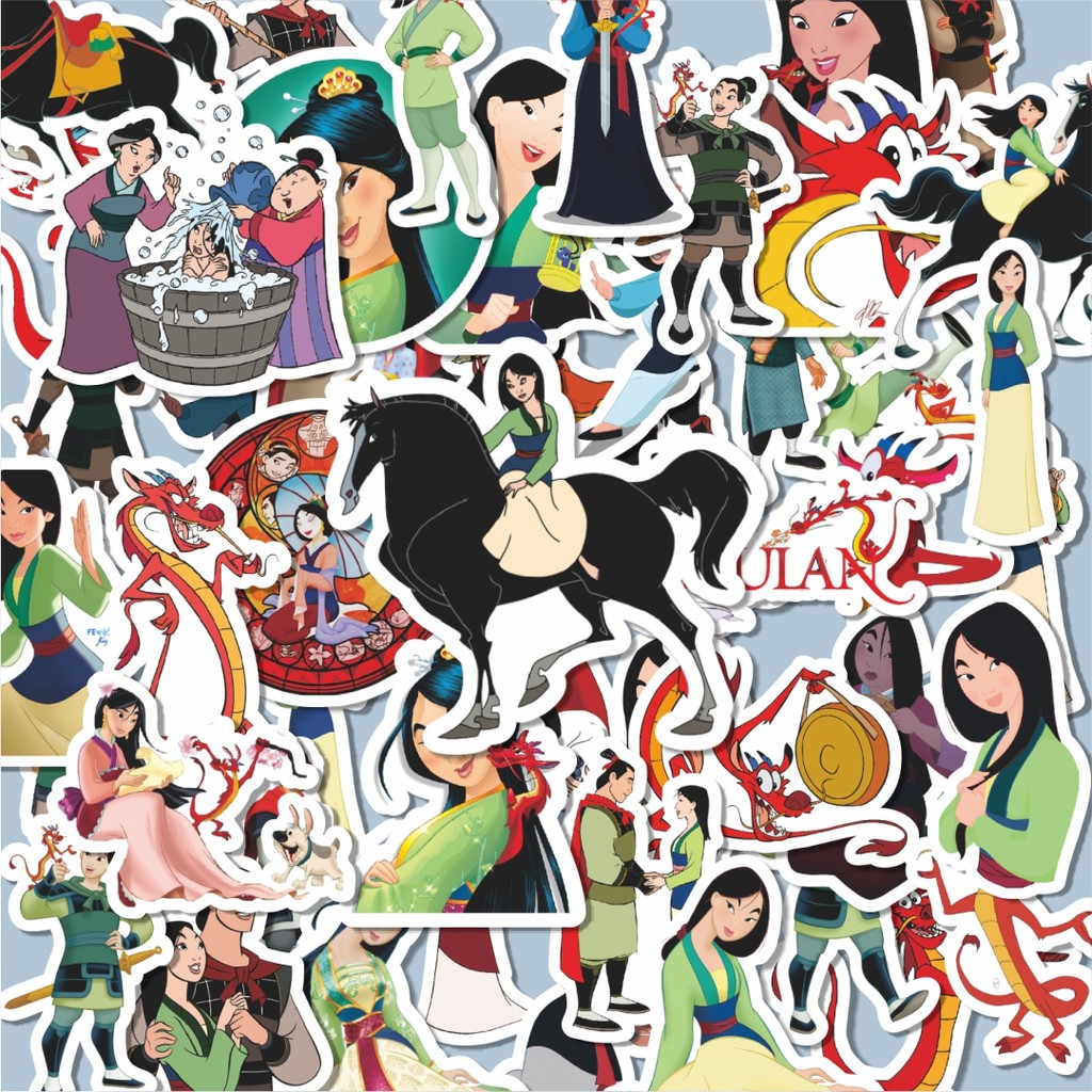 

100PCS Lucu Stiker Disney Series Mulan Stiker Aesthetic Stiker Anti Air Stikers Berperekat Waterproof sticker decal buat Motor Helm Buku Journal Koper Casing HP Laptop Botol Minum Hadiah anak