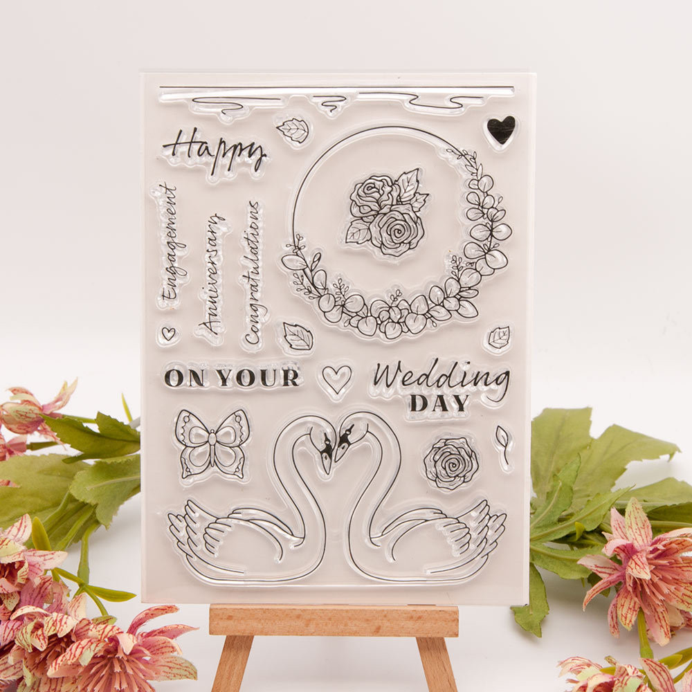 

Love Swan Rubber Transparent Clear Stamps Wedding Day Card Making Valentine's Scrapbooking Material Craft Supplies 2024 New