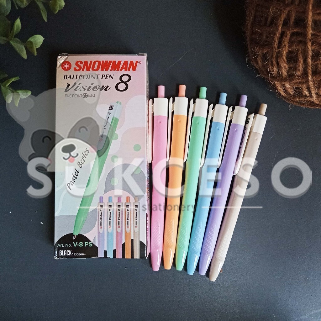 

Snowman Retractable Pen Vision 8 Pastel Black 0.7mm V8 - Pulpen SATUAN Murah