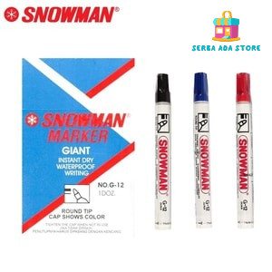 

Spidol Permanent Snowman G-12 Hitam Biru Merah Snowman Marker - SAS88