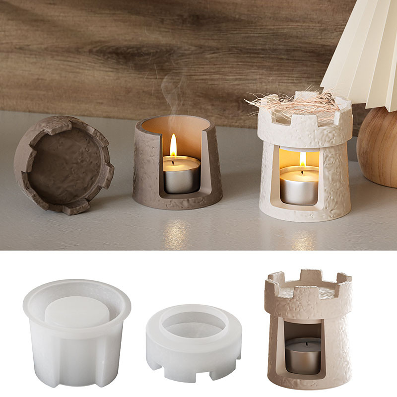 

Candle Holder Silicone Mold Castle tea Oven Epoxy Resin Mould DIY Candle Aromatherapy Crafts Making Home Desktop Decoration