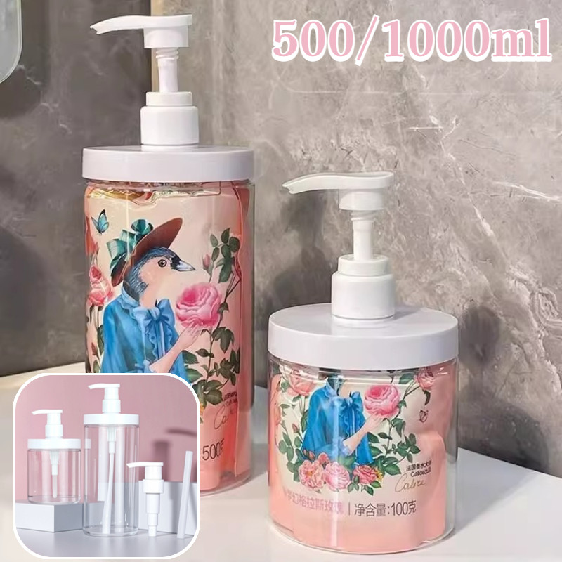 Dispenser Sabun 1000ML / Tempat Botol Shampo Sabun Pump / Botol Pump Rf Bening / Tempat Shampo Sabun