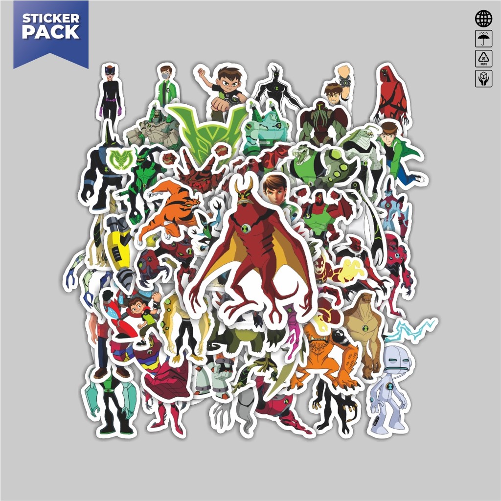 

[100PCS]Stiker Pack Stiker Kartun Series Ben Ten Karakter Mix 5 Aesthetic Vinyl Anti Air Dekorasi Sticker Laptop Buku Journal Koper Helm Casing HP Gitar Helm Skateboard