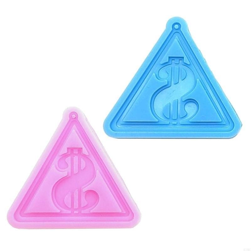 

R3MC Dollar Sign Triangle Silicone Molds Epoxy Resin Casting Mold DIY Keychain Tool