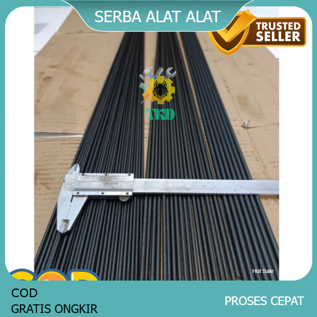 

AS BAJA HITAM POLOS Diameter 2.5, 3, 3.5, 4, 4.5, 5, 5.5, 6, 7 mm Panjang 1M