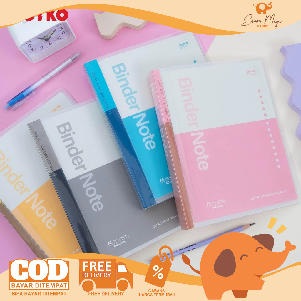 

JOYKO Binder Note Ruled BN-106 A5/B5 - Notebook 20/26 Ring Pastel Lucu