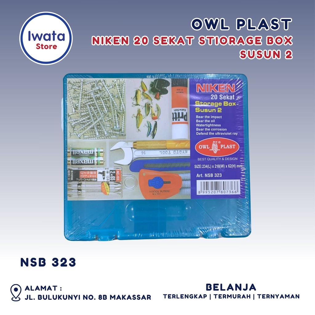 OWL PLAST BOX PERINTILAN / BOX BAUT/ BOX MANIK-MANIK/BOX SPAREPAT NIKEN 20 SEKAT STIORAGE BOX SUSUN 