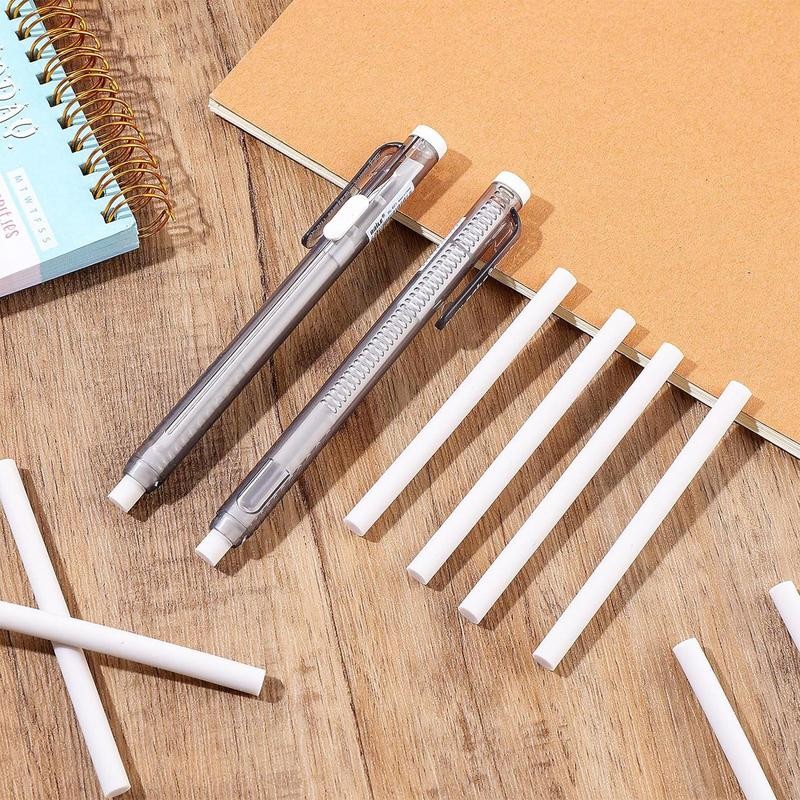

2pcs Mechanical Eraser Pen Wirh 10pcs Retractable Eraser Refill Pen Style Eraser Refills Pencil Erasers Student Stationery