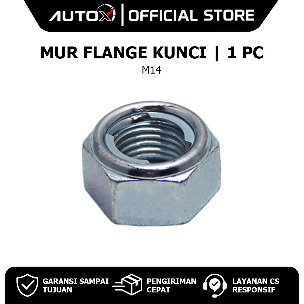 Mur Flange M14 Kunci 22 mm Nut Kunci 14 mm M 14 Silver Kecil